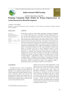 Designing Community Radio Module for Women Empowerment: an Action Research for Rural Development