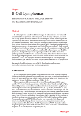 B-Cell Lymphomas Subramanian Kalaivani Selvi, B.H