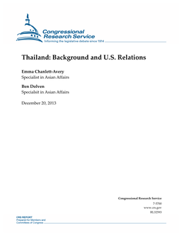 Thailand: Background and U.S