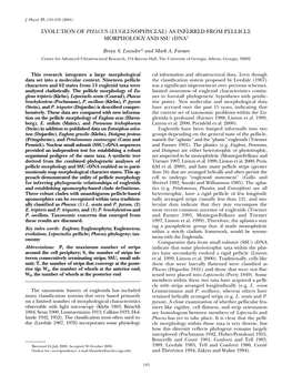 EVOLUTION of PHACUS (EUGLENOPHYCEAE) AS INFERRED from PELLICLE MORPHOLOGY and SSU Rdna1