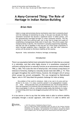 The Role of Heritage in Indian Nation-Building