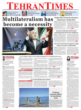 Zarif Says Multilateralism to Corruption