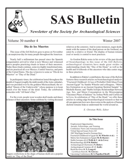 SAS Bulletin Newsletter of the Society for Archaeological Sciences