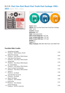 REM Part Lies Part Heart Part Truth Part Garbage 1982