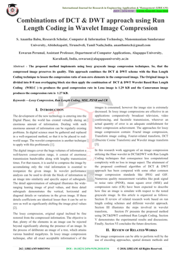 Combinations of DCT & DWT Approach Using Run Length Coding