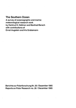 Thern Ocean a Survey of Oceanographic and Marine Meteorological Research Work by Hartmut H