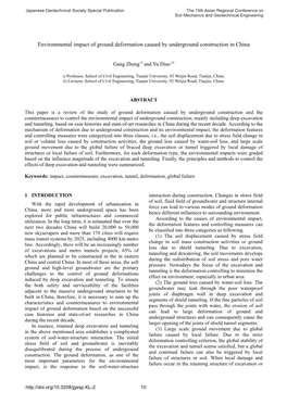 Environmental Impact of Ground Deformation Caused by Underground Construction in China