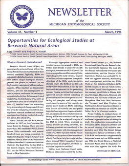 NEWSLETTER of the MICHIGAN ENTOMOLOGICAL SOCIETY