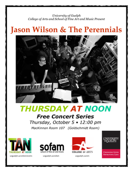 Jason Wilson & the Perennials THURSDAY at NOON