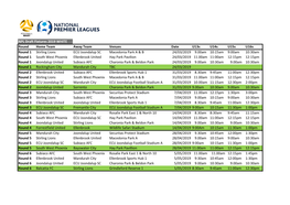 NPL Draft Fixtures 2019 WHITE Round Home Team Away Team