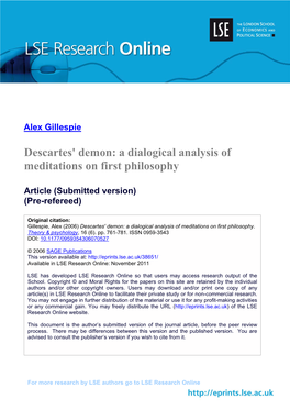 Descartes' Demon: a Dialogical Analysis of Meditations on First Philosophy