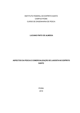 Instituto Federal Do Espírito Santo Campus Piúma Curso De Engenharia De Pesca