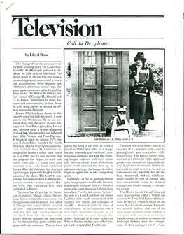 T Elevision by Lloyd Rose the Change of Cast Was Announced On