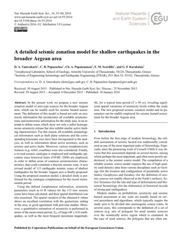 A Detailed Seismic Zonation Model for Shallow Earthquakes in the Broader Aegean Area