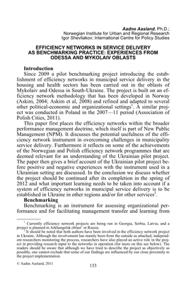 Lishment of Efficiency Networks in Municipal Service