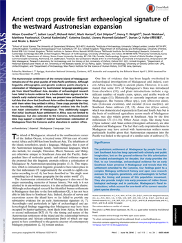 Ancient Crops Provide First Archaeological Signature of the Westward Austronesian Expansion