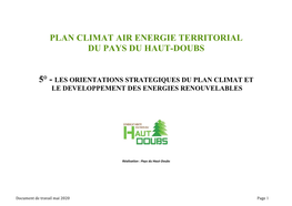 Plan Climat Air Energie Territorial Du Pays Du Haut-Doubs