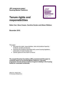 Tenure Rights and Responsibilities