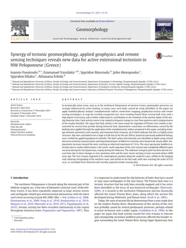 Synergy of Tectonic Geomorphology, Applied Geophysics and Remote Sensing Techniques Reveals New Data for Active Extensional Tectonism in NW Peloponnese (Greece)