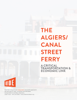 The Algiers/ Canal Street Ferry a Critical Transportation & Economic Link