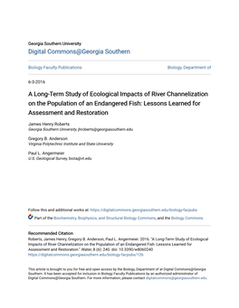 A Long-Term Study of Ecological Impacts of River Channelization on the Population of an Endangered Fish: Lessons Learned for Assessment and Restoration