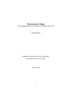 The Internet of Things the Language and Practice of Early Iot Adopters 2011-2013