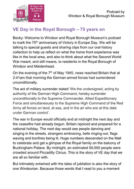 VE Day in the Royal Borough – 75 Years On