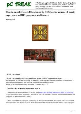 How to Enable Gravis Ultrasound in Dosbox for Enhanced Music Experience in DOS Programs and Games