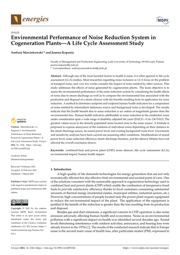 Environmental Performance of Noise Reduction System in Cogeneration Plants—A Life Cycle Assessment Study