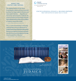 Encyclopaedia Judaica, Second Edition First New Edition in More Than 30 Years Some Public Libraries