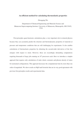 An Efficient Method for Calculating Thermoelastic Properties