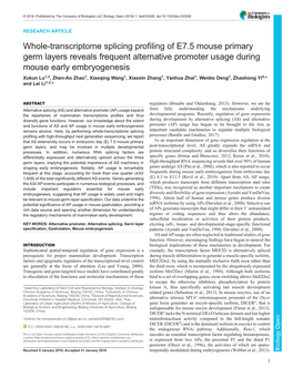 Whole-Transcriptome Splicing Profiling of E7.5 Mouse Primary Germ Layers Reveals Frequent Alternative Promoter Usage During Mous