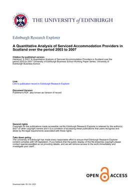 A Quantitative Analysis of Serviced Accommodation Providers In
