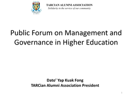 Public Forum on Management and Governance in Higher Education