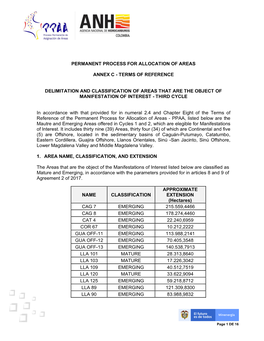 Permanent Process for Allocation of Areas Annex C