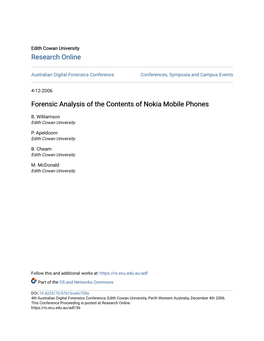 Forensic Analysis of the Contents of Nokia Mobile Phones
