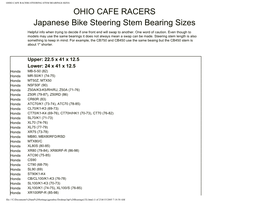 Ohio Cafe Racers Steering Stem Bearings Sizes