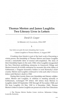 Thomas Merton and James Laughlin: Two Literary Lives in Letters