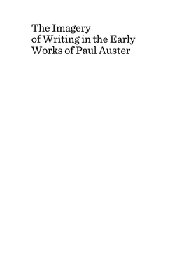 The Imagery of Writing in the Early Works of Paul Auster