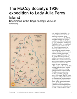 The Mccoy Society's 1936 Expedition to Lady Julia Percy Island