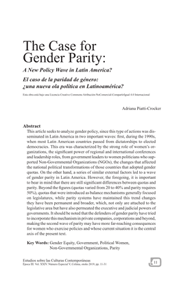 The Case for Gender Parity: a New Policy Wave in Latin America? El Caso De La Paridad De Género: ¿Una Nueva Ola Política En Latinoamérica?
