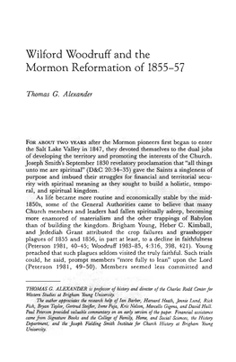 Wilford Woodruff and the Mormon Reformation of 1855-57