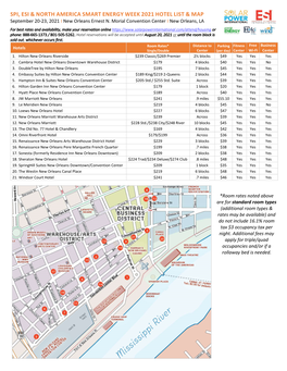 Spi, Esi & North America Smart Energy Week 2021 Hotel List