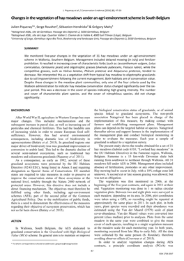 Changes in the Vegetation of Hay Meadows Under an Agri-Environment Scheme in South Belgium