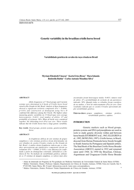 Genetic Variability in the Brazilian Criollo Horse Breed