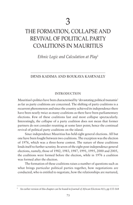 The Formation, Collapse and Revival of Political Party Coalitions in Mauritius