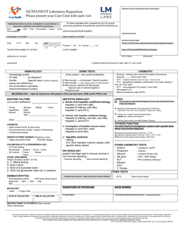 OUTPATIENT Laboratory Requisition