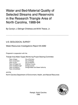 Water and Bed-Material Quality of Selected Streams and Reservoirs in the Research Triangle Area of North Carolina, 1988-94