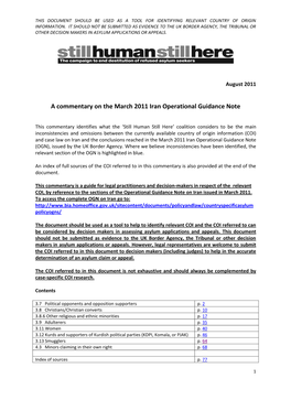 A Commentary on the March 2011 Iran Operational Guidance Note