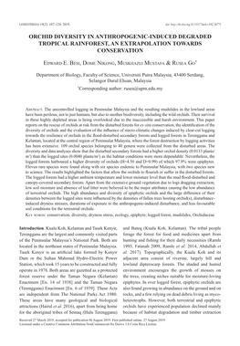 Orchid Diversity in Anthropogenic-Induced Degraded Tropical Rainforest, an Extrapolation Towards Conservation